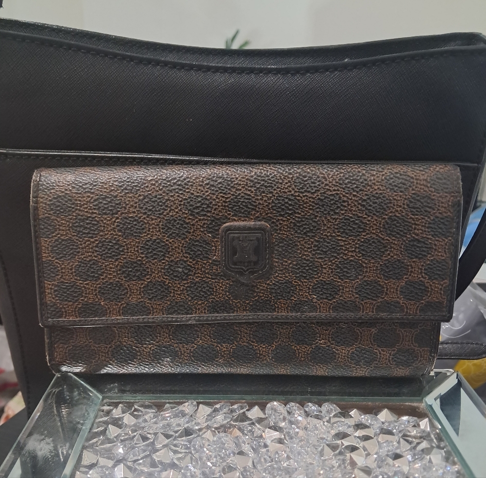 Sophisticated Black and Brown Womens CELINE Wallet